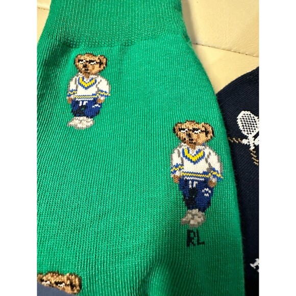NWT  Polo Ralph Lauren Men's SOCKS 2-Pack  Athletic Club Mini Bears Dress crew - Picture 3 of 4